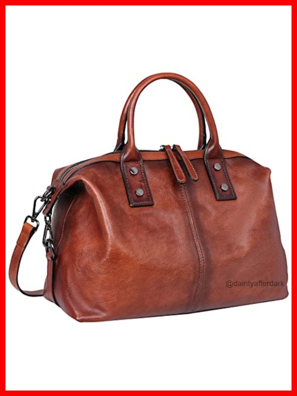 Iswee Vegetable Tanned Leather Satchel Handbag Shoulder Bag Hobo Tote